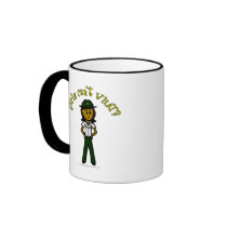 Dark Female Sheriff in Green Uniform Coffee Mug