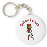 Dark Female Soccer Player in Green Uniform keychains