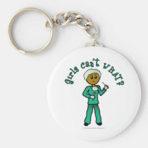 Dark Female Surgeon in Green Scrubs Key Chains