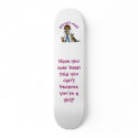 Dark Female Veterinarian skateboards