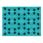dark floral on turqouise post cards