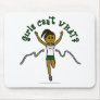 Dark Girl Runner in Green Uniform Mousepads