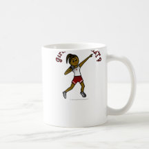 Dark Girls Shot Put in Red Uniform Coffee Mug
