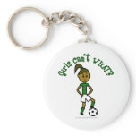 Dark Girls Soccer in Green Uniform keychains