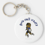 Dark Girls Volleyball in Blue Uniform Keychain