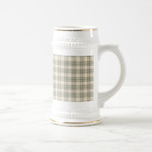 Dark Green and Beige Plaid Coffee Mugs