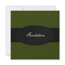 Dark Green Floral Damask Black All Events Invites