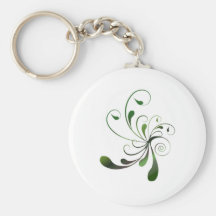 Dark Green Swirls Keychain