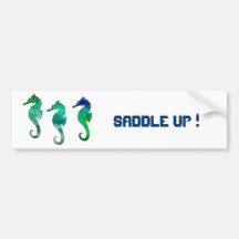 Dark Green Watercolor Seahorses Bumper Sticker