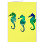 Dark Green  Watercolor Seahorses Card