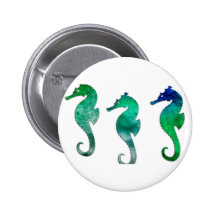 Dark Green Watercolor Seahorses Pins
