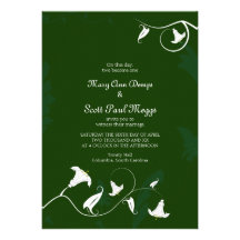 Dark green with white Lilies Custom Invitations
