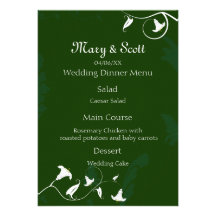 Dark green with white Lilies Personalized Announcements