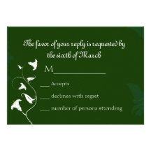 Dark green with white Lilies Personalized Invites