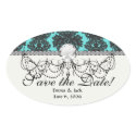 dark grey on tiffany blue flourish damask pattern stickers