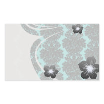 dark grey on tiffany blue flourish damask pattern rectangular stickers