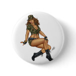 Dark Haired Army or Military Pinup Girl by Al Rio