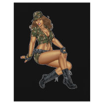 Dark Haired Army or Military Pinup Girl by Al Rio Custom Flyer