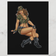 Dark Haired Army or Military Pinup Girl by Al Rio Custom Flyer