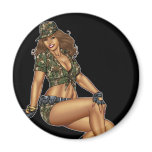 Dark Haired Army or Military Pinup Girl by Al Rio