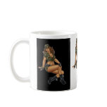 Dark Haired Army or Military Pinup Girl by Al Rio Coffee Mugs