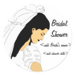 Dark Haired Bride Round Stickers