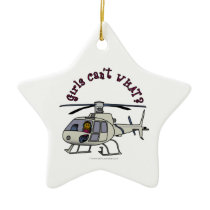 Dark Helicopter Pilot Girl Christmas Tree Ornament