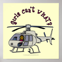 Dark Helicopter Pilot Girl Poster