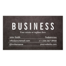 Dark Leather Pediatrician Business Card