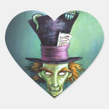 Dark Mad Hatter from Alice in Wonderland Heart Stickers