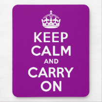 Dark Magenta Keep Calm and Carry On mousepads