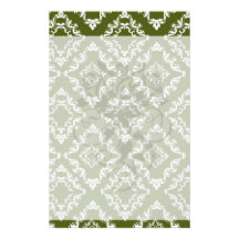 dark olive green and white diamond damask personalized stationery