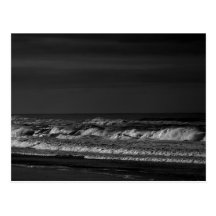 Dark Pacific Ocean Waves in Monochrome Postcard