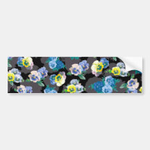 Dark pansies elegant flower print bumper sticker