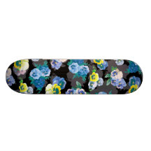 Dark pansies elegant flower print skate board deck