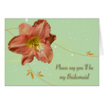 Dark Peach Lily Bridesmaid Request Card