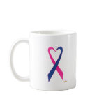 Dark Pink And Blue Heart Shaped Awareness Ribbon Coffee Mug