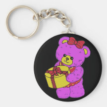 Dark Pink and Yellow Teddy Bear for Girls(2) Keychain