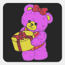 Dark Pink and Yellow Teddy Bear for Girls(2) Stickers