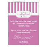 Dark Pink candy stripe Candy Buffet Poem Card