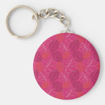 dark pink chic leaf pattern design key chain