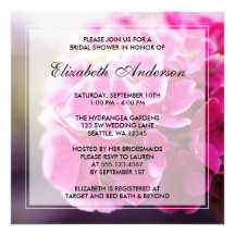 Dark Pink Hydrangea Bridal Shower Personalized Invitations