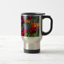 Dark Pink Tulips Mugs