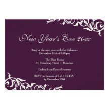 Dark plum ornate borders festive party celebration personalised invitation