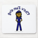 Dark Police Officer Girl Mouse Pads