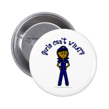 Dark Police Officer Girl Pinback Buttons
