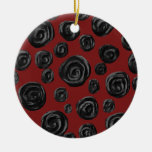 Dark red and black rose pattern. christmas tree ornament