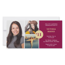 Dark red simply collage class of grad announcement photo card