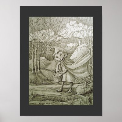 Dark Ridinghood, Fantasy Poster, Original Drawing