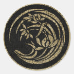 Dark Round Floral Motif Sticker